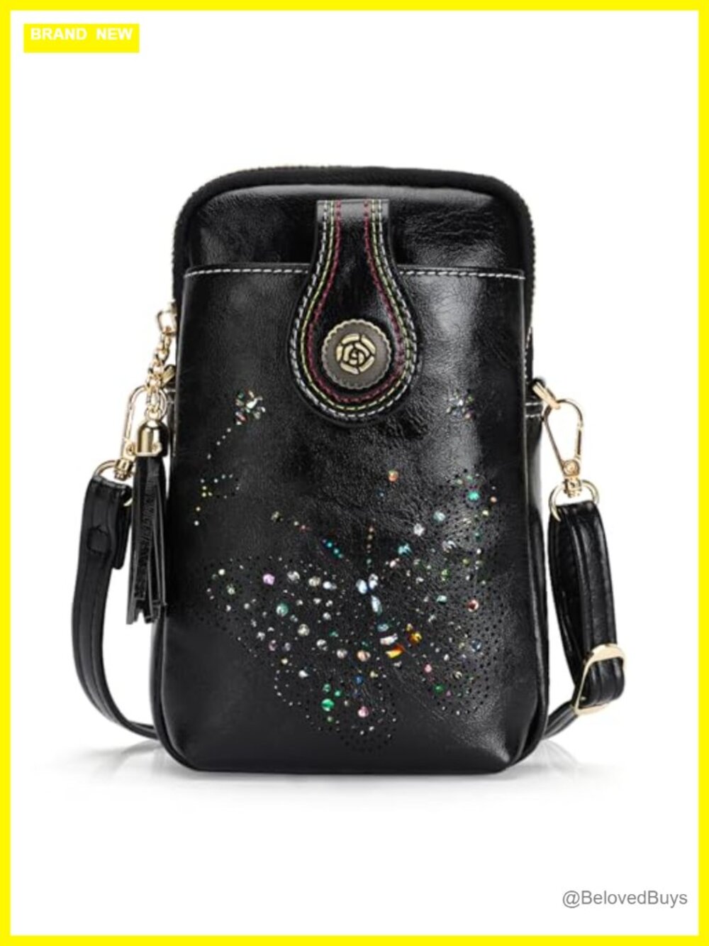 Faux Leather Butterfly Crossbody Bag for Women with Adjustable Strap | Phone